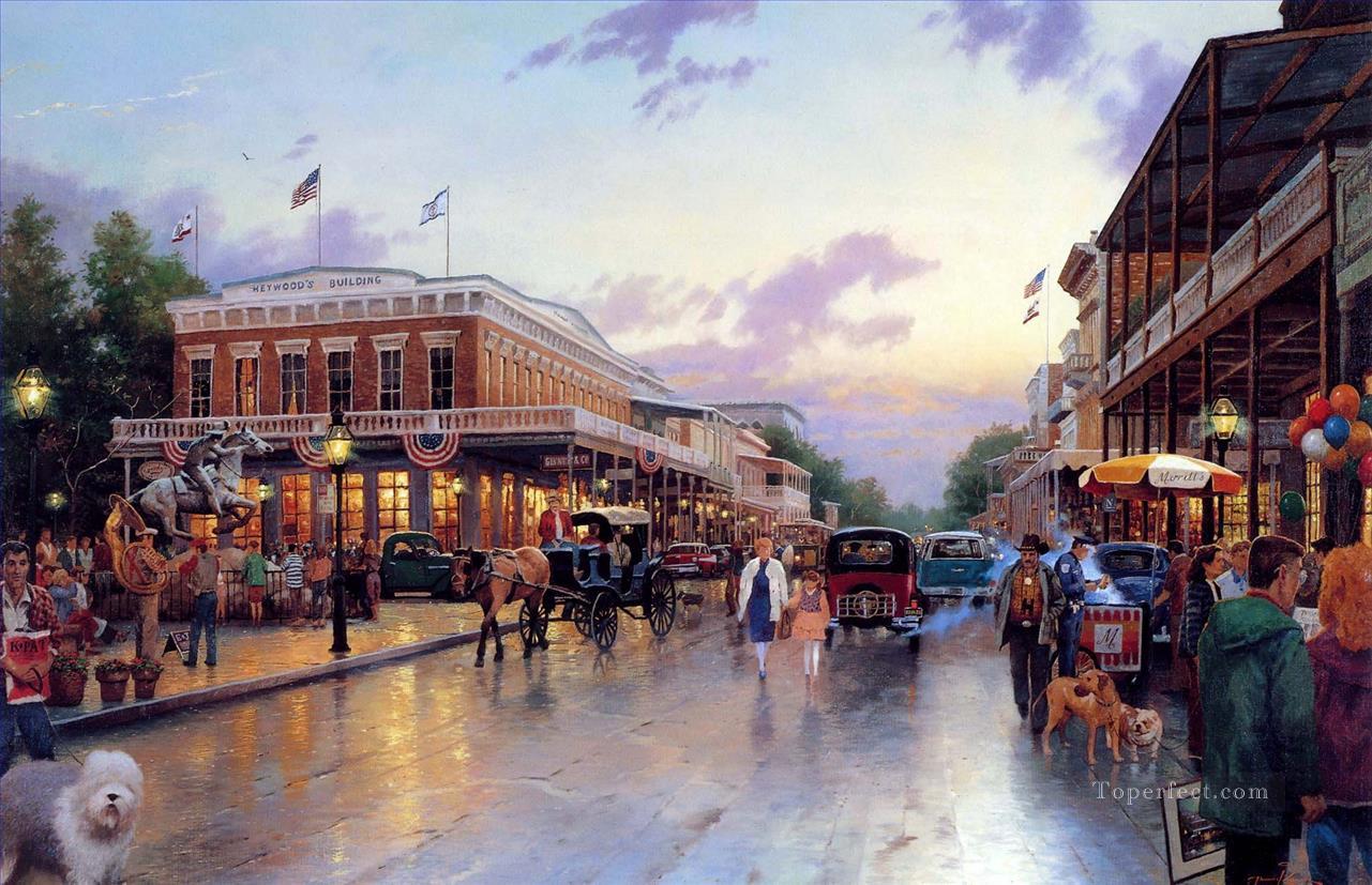Main Street Celebration TK cityscape Oil Paintings